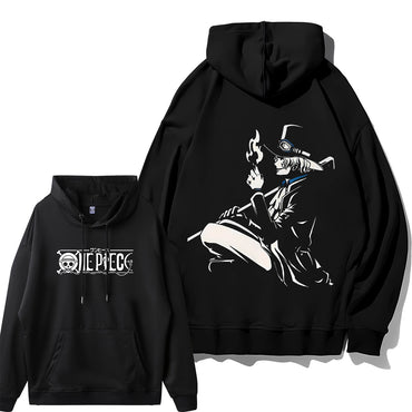 Loose fit Luffy hoodie with One Piece pirate print on front

