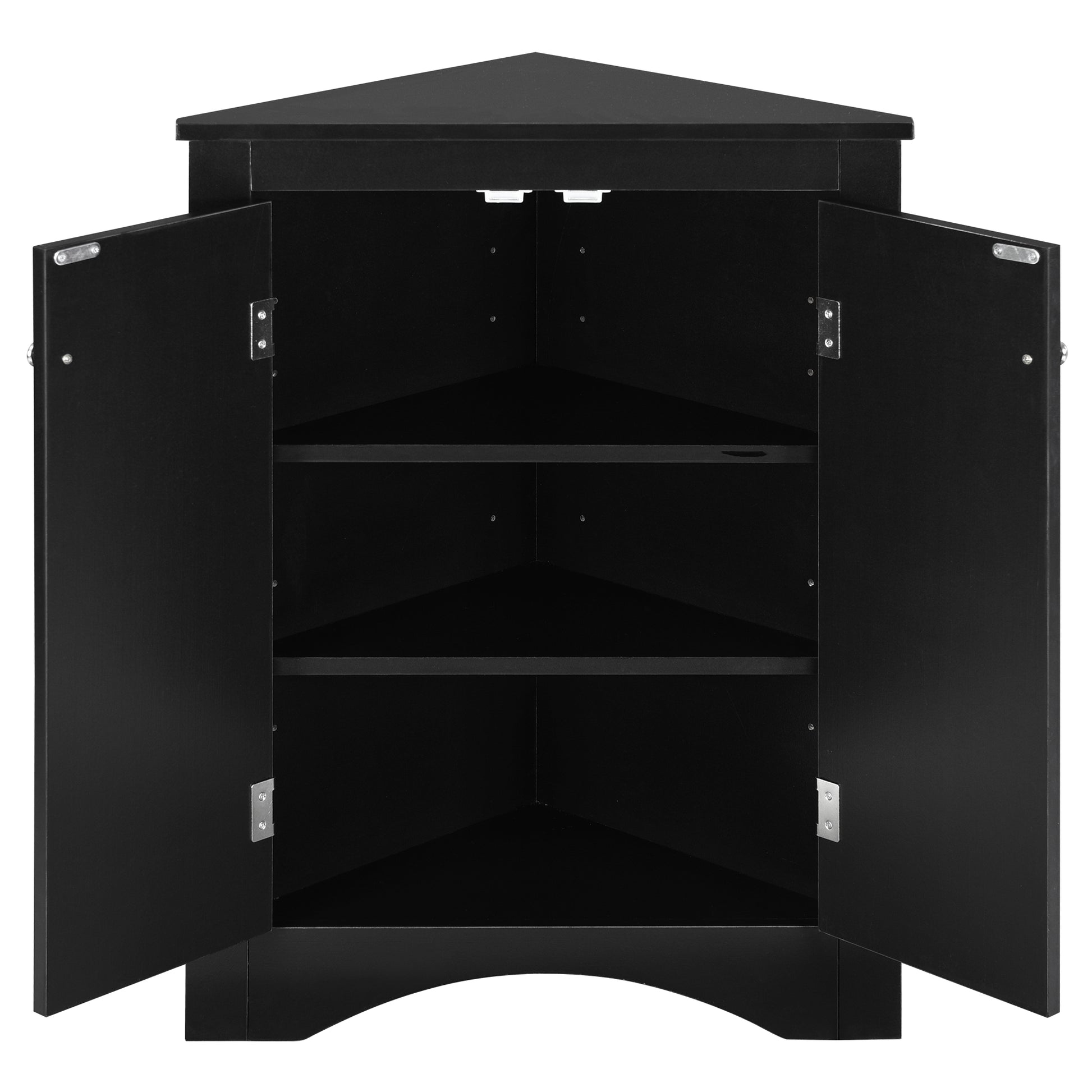 “Black triangle bathroom storage cabinet – modern, space-saving corner organizer for toiletries and essentials – Hot Deal Warehouse home furniture”


