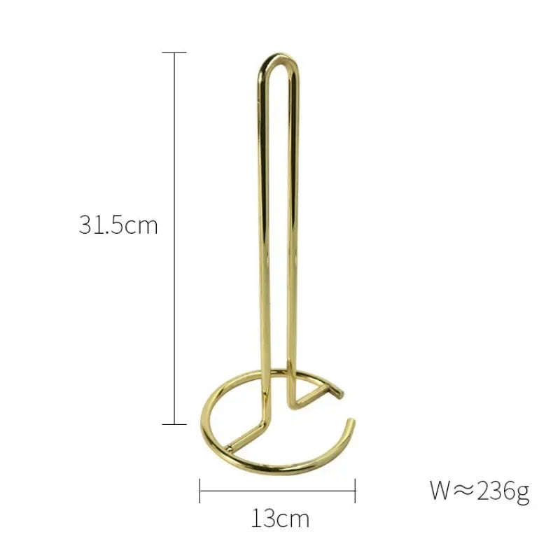 Stainless steel paper towel holder on a kitchen countertop