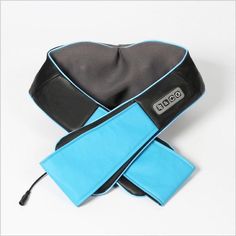 Percussion massager designed for neck, back, shoulders, legs, and body, featuring multiple attachments and adjustable speeds to provide targeted muscle relief and relaxation