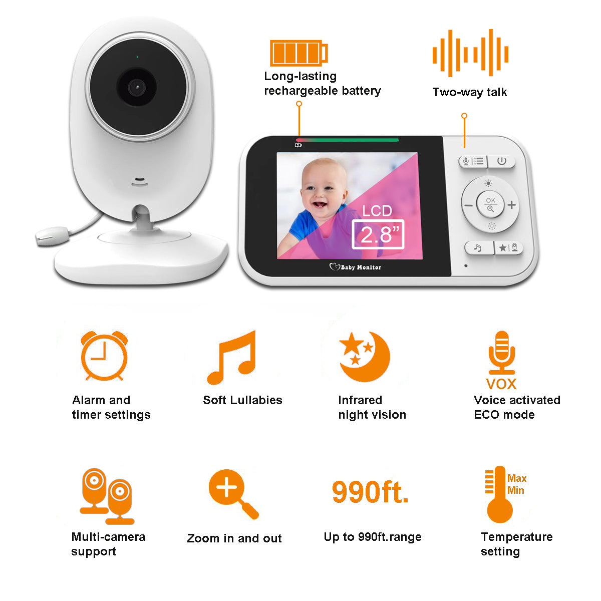“2.8-inch baby monitor – digital video monitor with clear display for safe and easy baby monitoring – Hot Deal Warehouse baby essentials”

