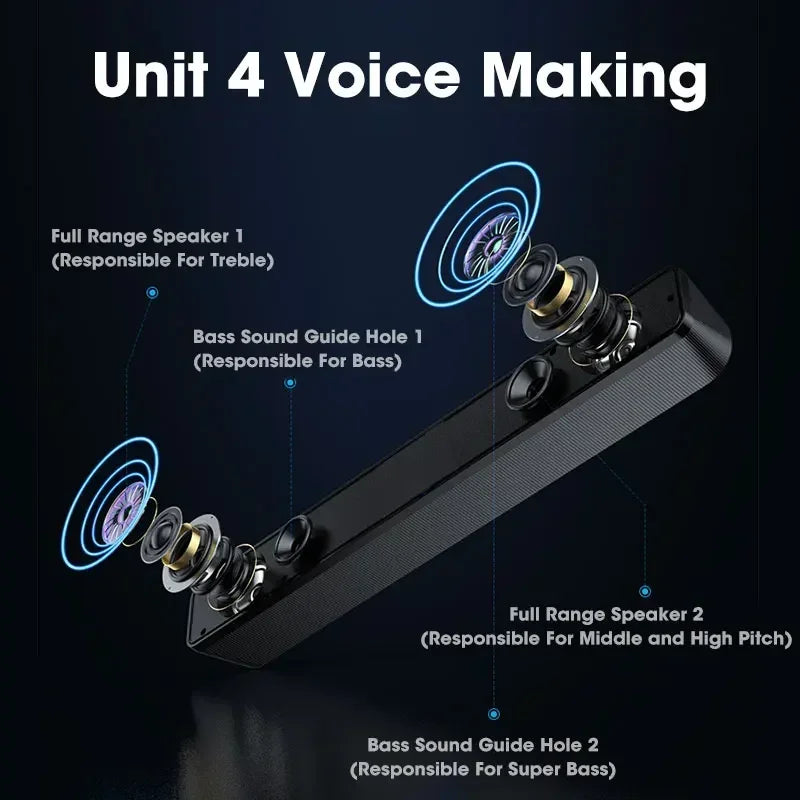USB powered PC soundbar with Bluetooth and wired connection