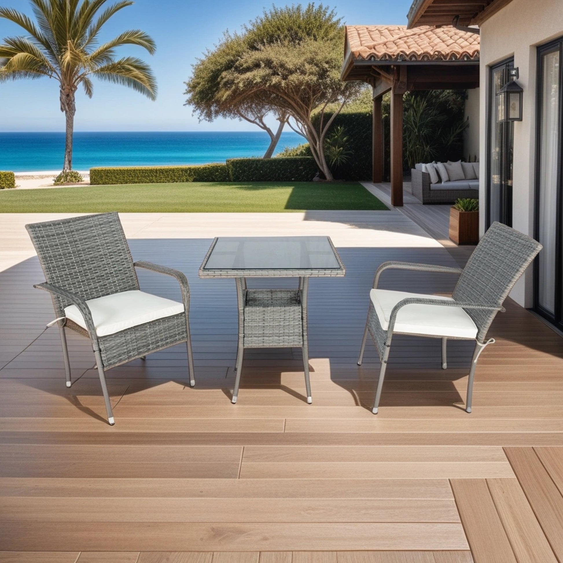 “3 piece patio wicker conversation set – stylish, weather-resistant outdoor furniture for relaxing and entertaining – Hot Deal Warehouse outdoor living”


