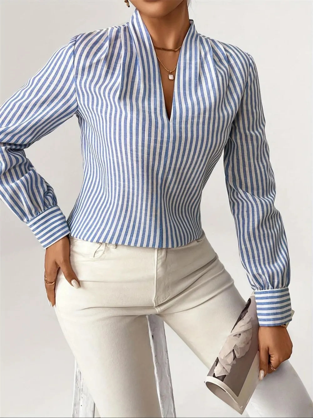 “Clovelly Striped Shirt – women’s stylish striped shirt with a relaxed fit, perfect for casual or beachwear looks – Hot Deal Warehouse fashion”

