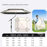 2.0-2.6m Octagonal Fishing Umbrella Portable Beach Sun Shade Camping Parasol UV Waterproof with Carry Bag Hot Deal Warehouse