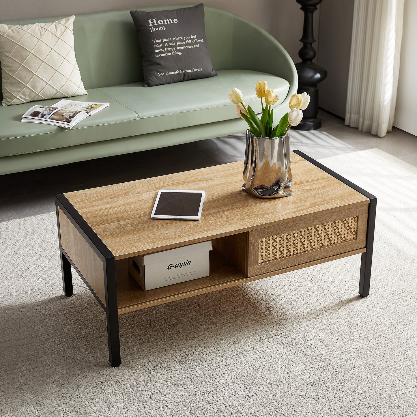 “40.16 inch rattan coffee table – stylish, durable centerpiece for indoor or outdoor living spaces – Hot Deal Warehouse furniture”

