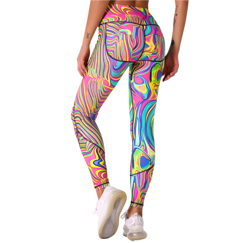colorful printed high-waisted fitness leggings for women