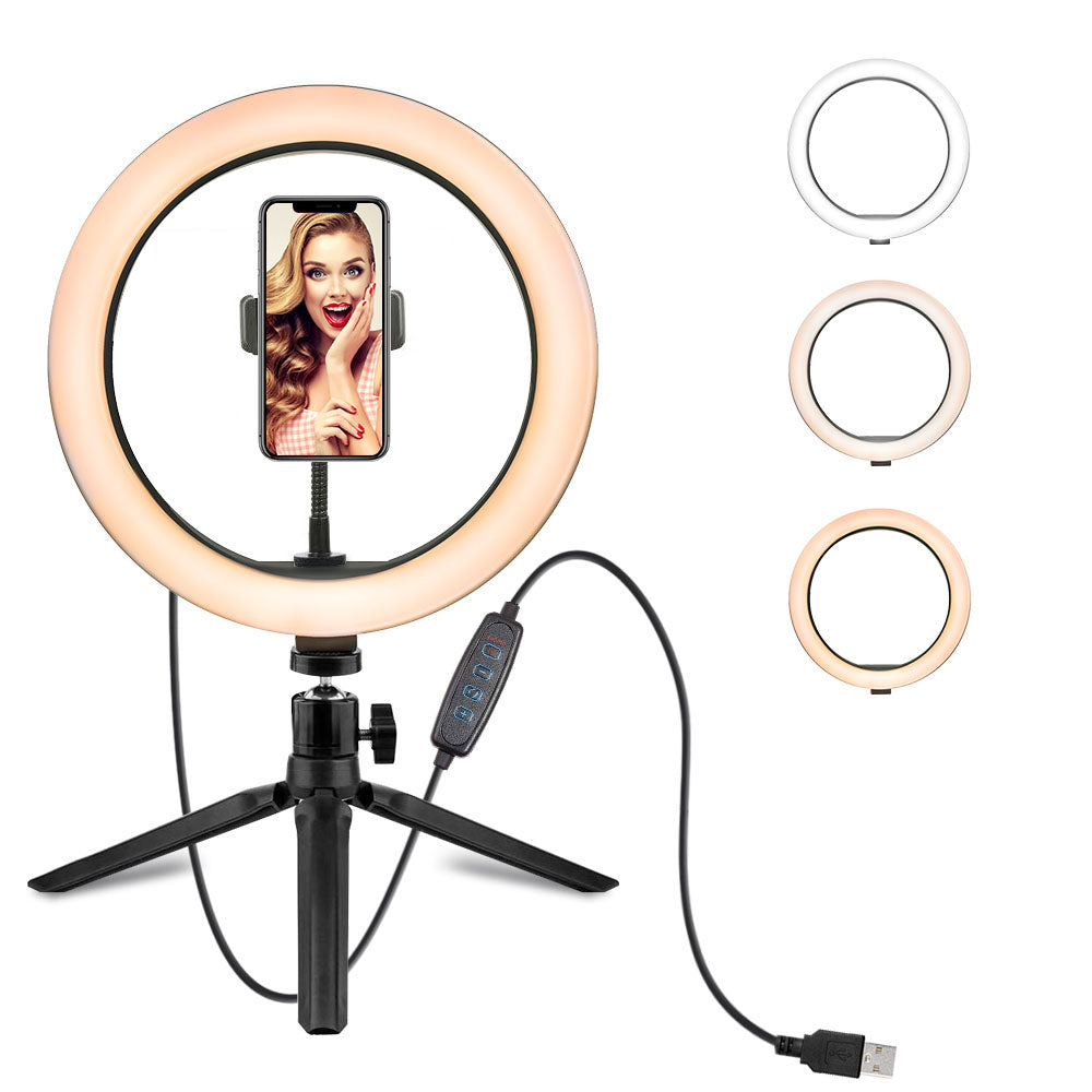 “10 inch (26cm) ring light with adjustable stand – perfect for photography, video calls, and makeup lighting – Hot Deal Warehouse electronics”

