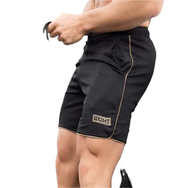 "Men’s quick-dry running shorts made from moisture-wicking fabric, featuring an elastic waistband and lightweight design for comfort and performance during runs."