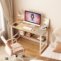 “Computer Desk with Storage Rack – modern, space-saving desk with built-in storage shelves, ideal for home office or study – Hot Deal Warehouse furniture”
