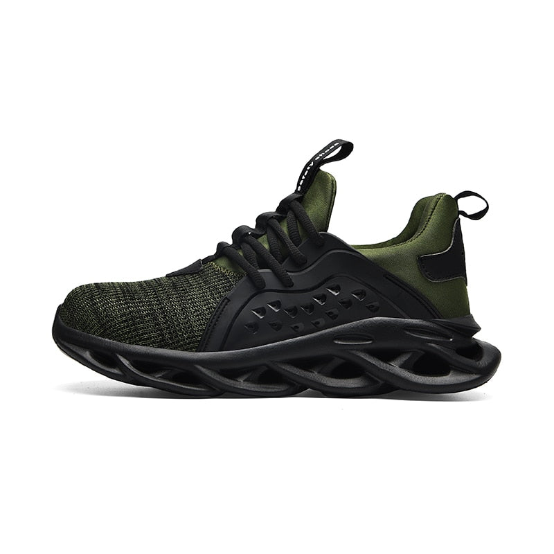 Men’s breathable black lace-up sneakers with shockproof sole and height-increase design

