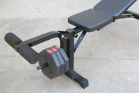 Olympic weight bench with adjustable squat rack, designed for strength training, featuring sturdy construction and multiple settings for bench press, squats, and other weightlifting exercises.