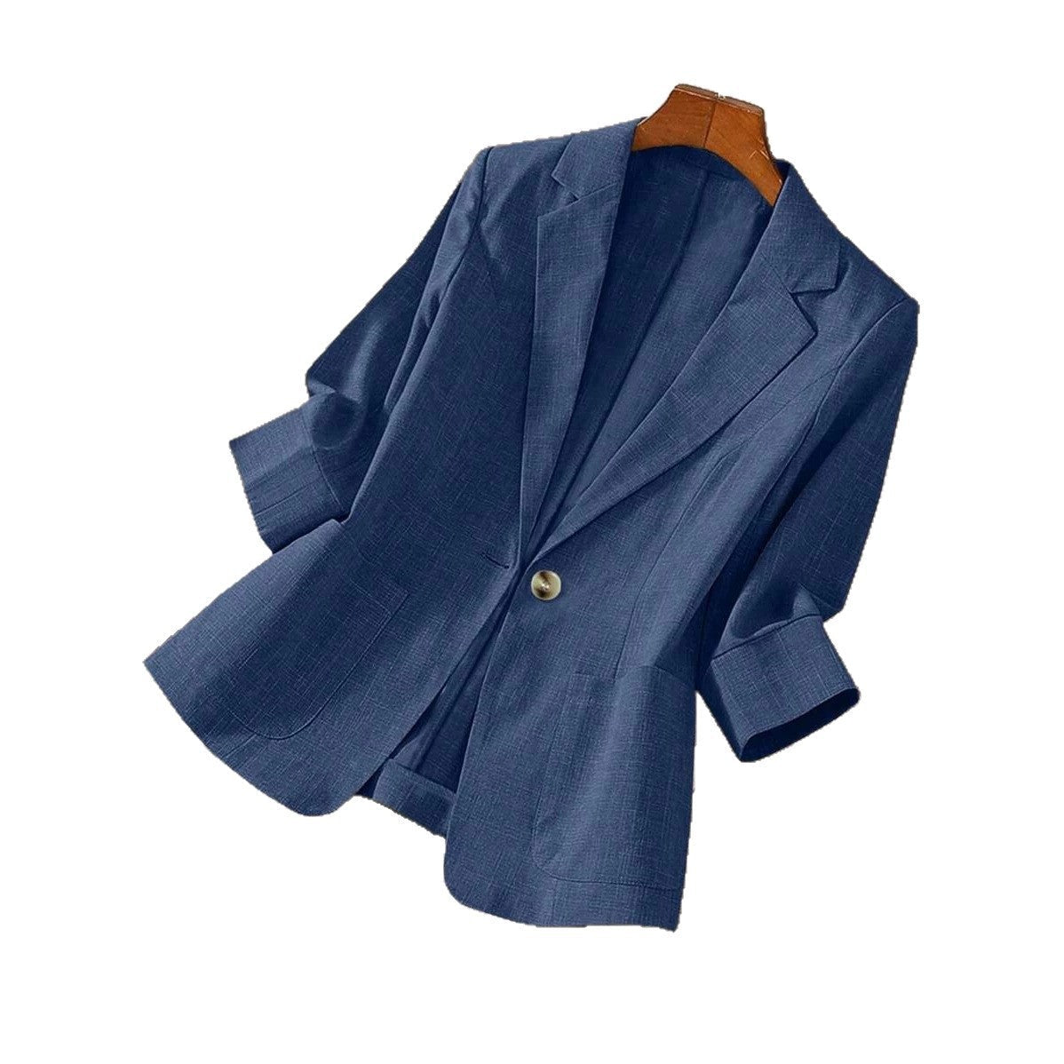 Solid color pocket small suit jacket women's button up top Hot Deal Warehouse