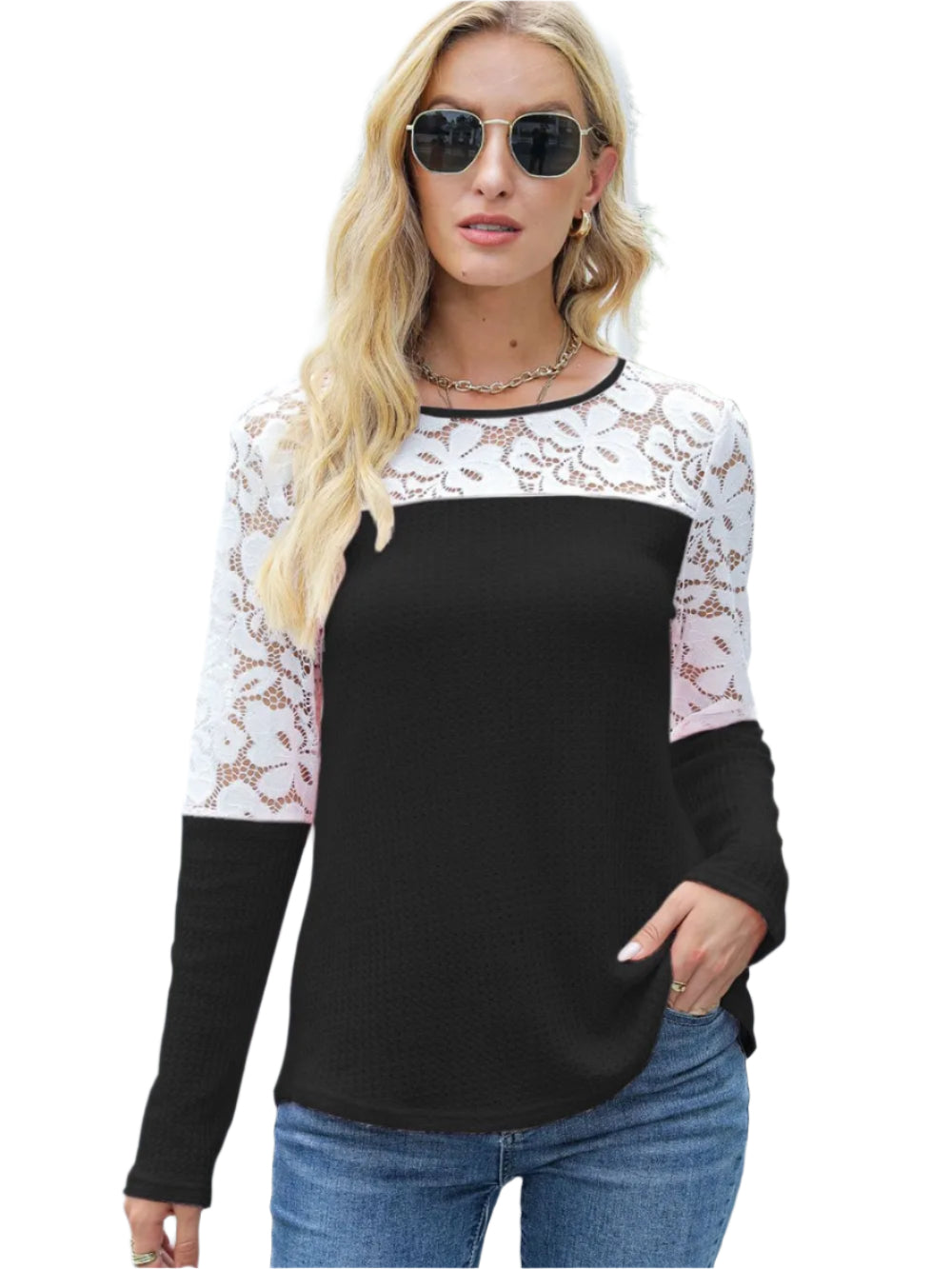 “Daydream Lace Top – women’s delicate lace blouse with a dreamy, romantic design, perfect for layering or dressing up – Hot Deal Warehouse fashion”
