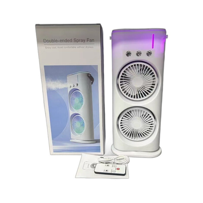“Double Head Spray Fan – portable cooling fan with dual spray heads for refreshing mist and airflow, ideal for hot days and outdoor activities – Hot Deal Warehouse electronics”
