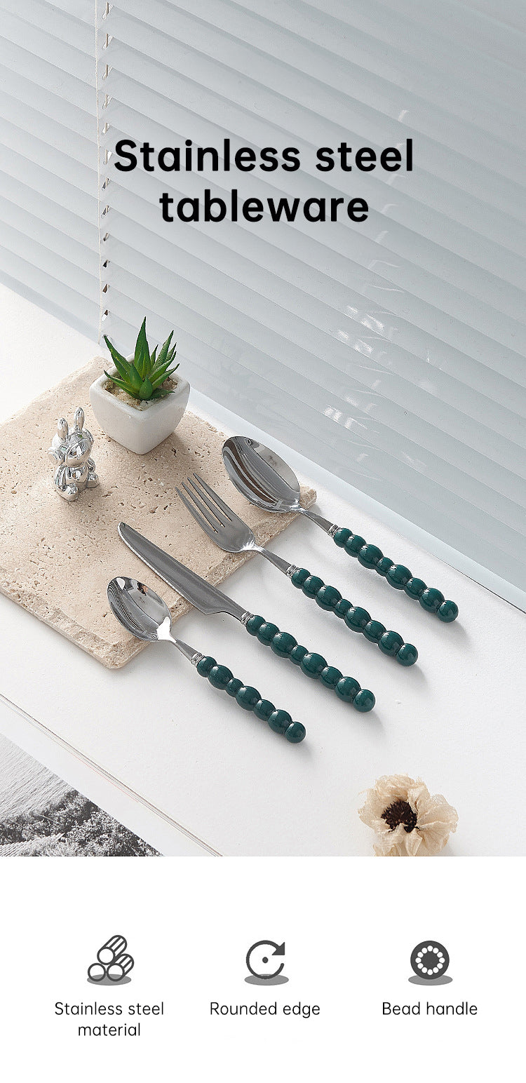 Set of 4 Stainless Steel Pearl Cutlery Set