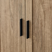 Brown MDF storage cabinet with adjustable shelf and two doors