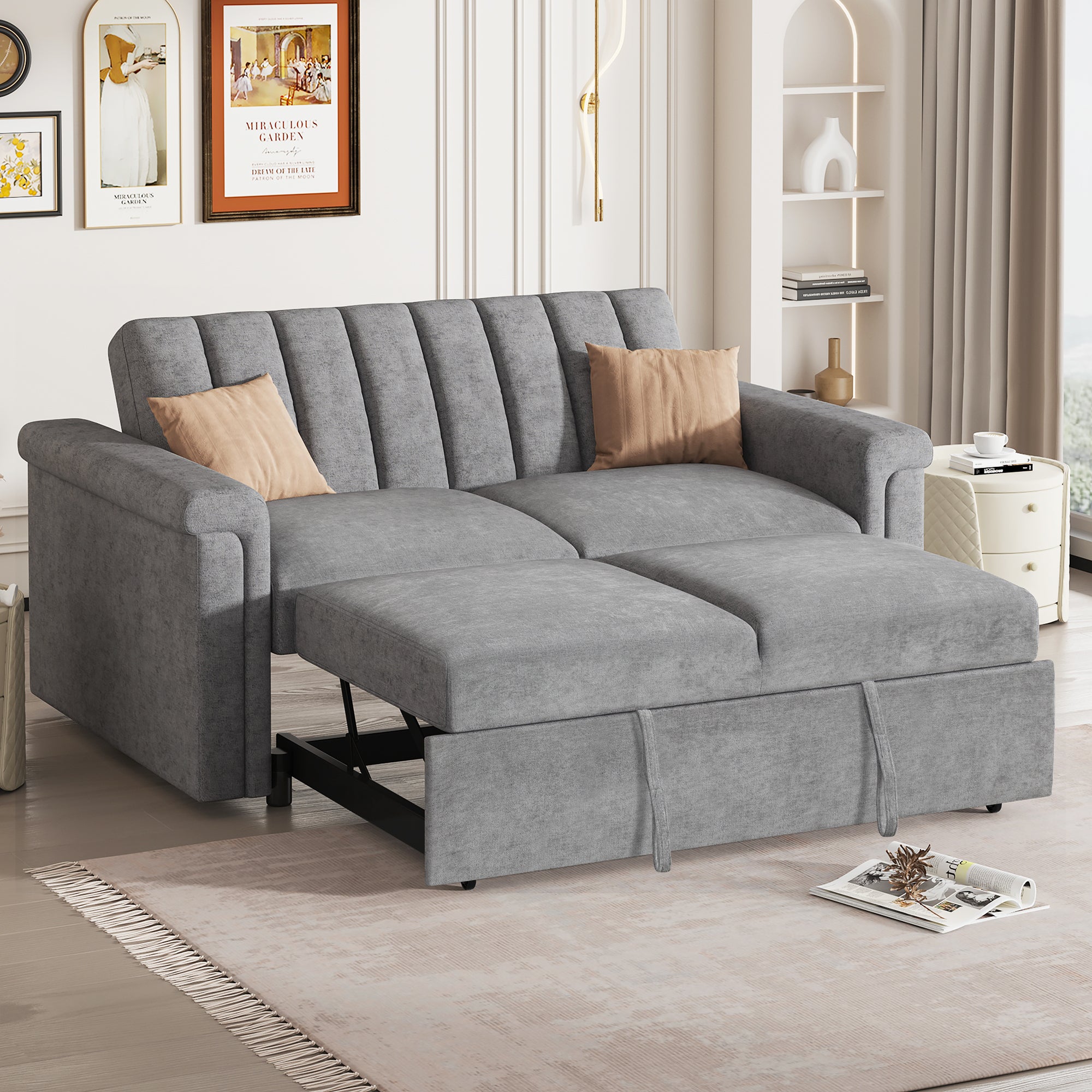 U Style Convertible Sofa With Pull Out Bed