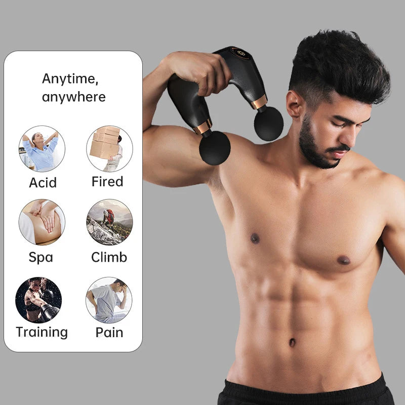 “Double Head Muscle Massage Gun – powerful handheld massager with dual heads for deep muscle relief and relaxation, perfect for post-workout recovery – Hot Deal Warehouse wellness”
