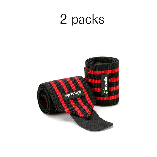 "REXCHI gym fitness wrist wraps, designed for added wrist support during weightlifting and strength training, featuring durable fabric and adjustable straps."