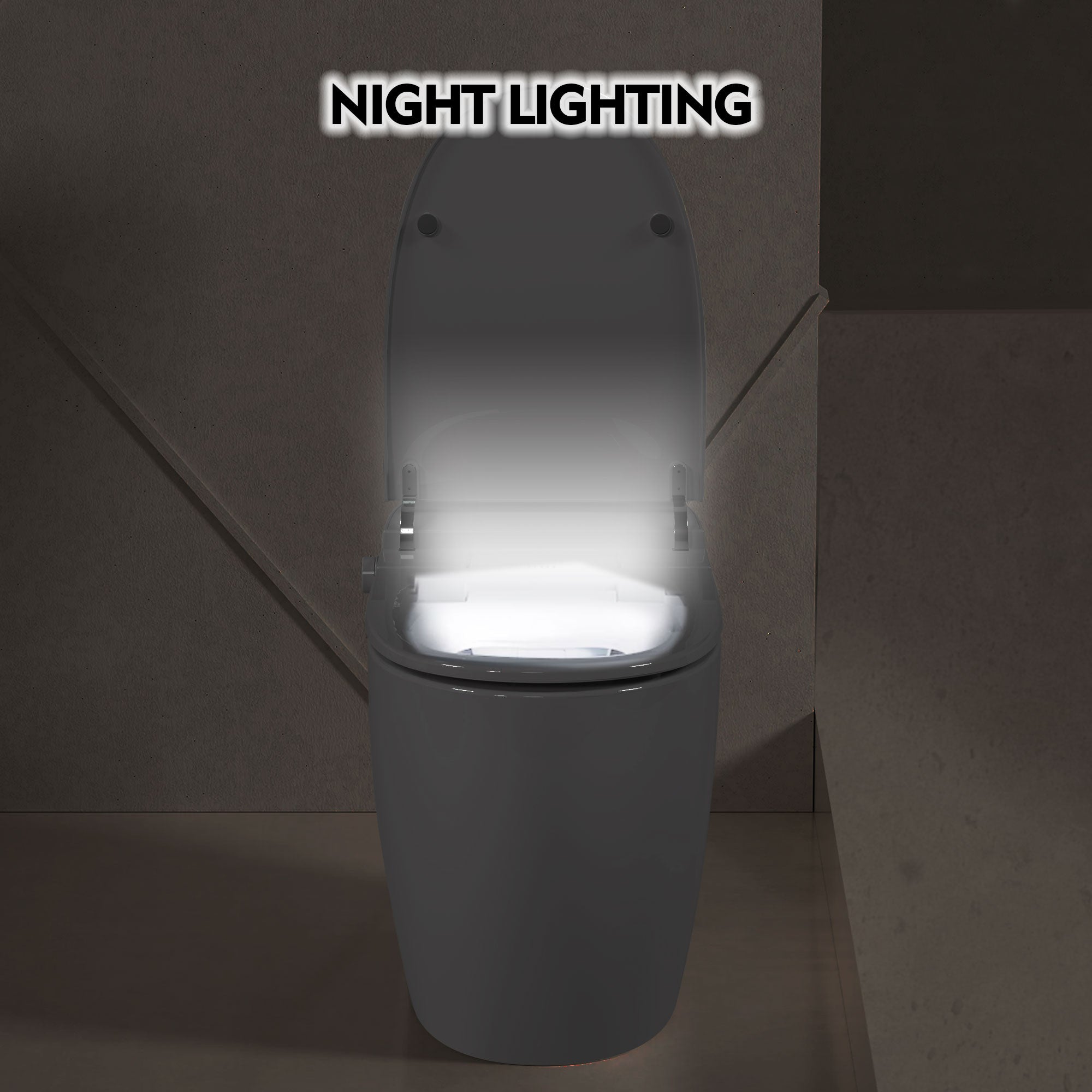 Modern intelligent toilet with heated seat and foot sensor in white