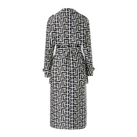 Model wearing the HarleyFashion trendy loose design long trench coat with a chic, autumn outfit