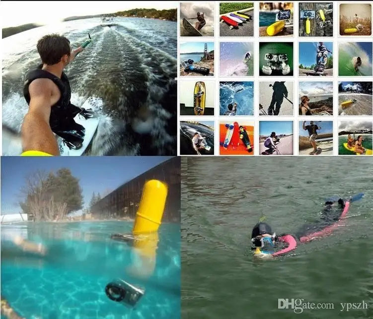 Floating hand grip for GoPro Hero action cameras in yellow color