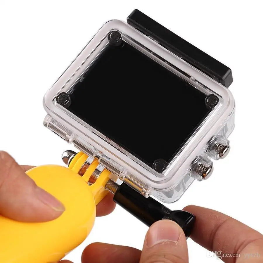 Floating hand grip for GoPro Hero action cameras in yellow color
