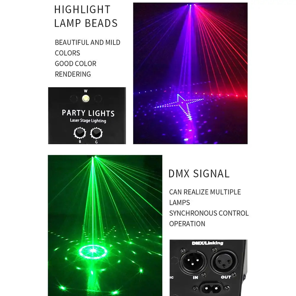 9-eye RGB LED DJ disco light with remote control and DMX port