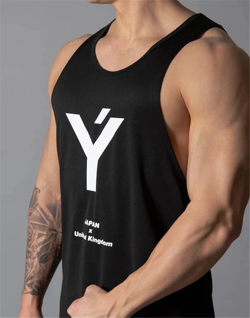 Men’s sleeveless mesh stringer gym tank top for summer workout and bodybuilding

