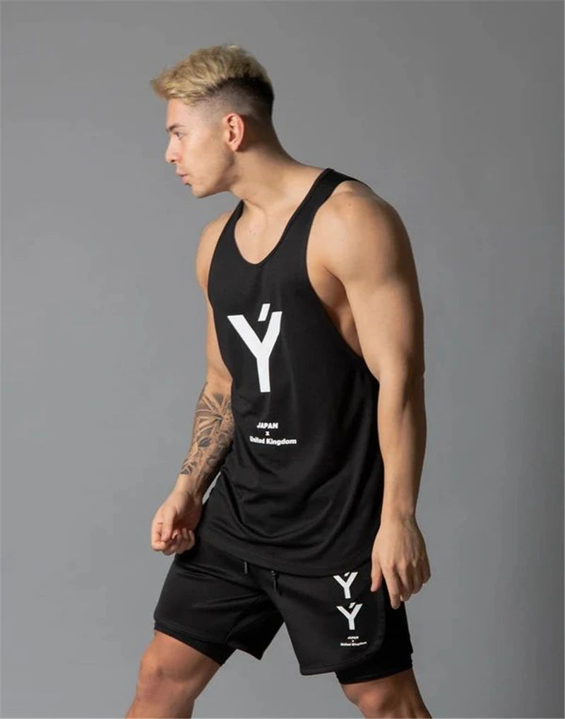 Men’s sleeveless mesh stringer gym tank top for summer workout and bodybuilding

