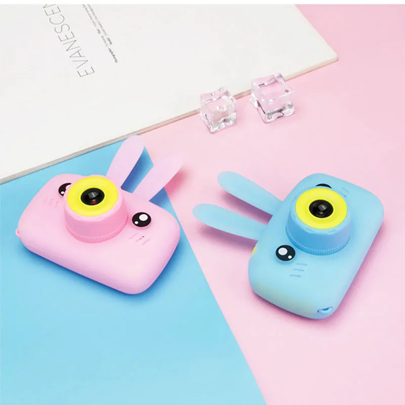Cute kids' digital cartoon camera with HD lens and 2-inch display for photo and video.

