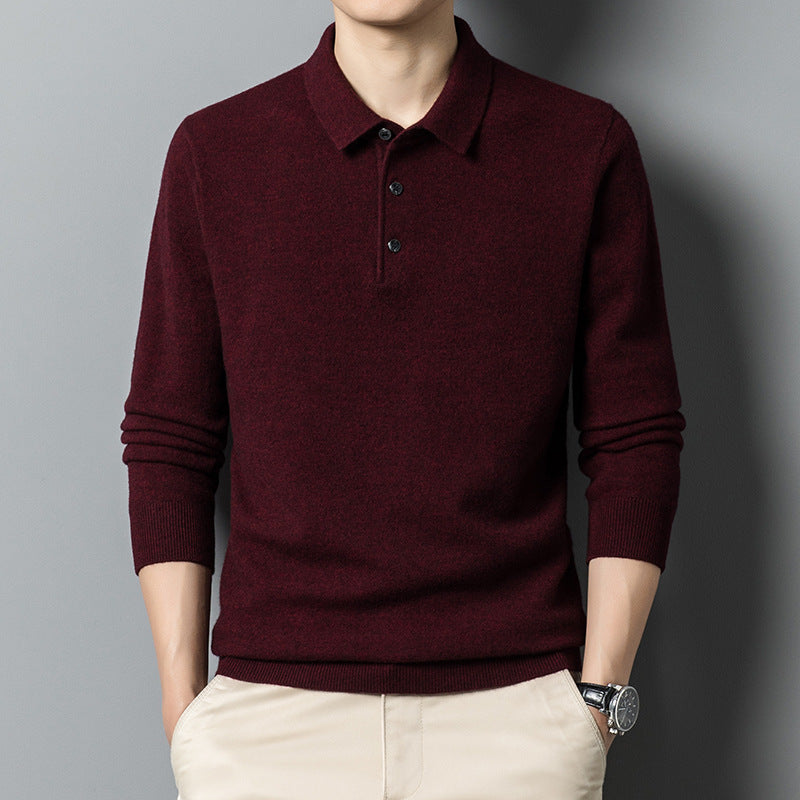 “Fall Casual Polo Collar Long Sleeved Sweater for Men – cozy men’s sweater with a polo collar, ideal for layering and autumn style – Hot Deal Warehouse menswear”

