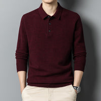 “Fall Casual Polo Collar Long Sleeved Sweater for Men – cozy men’s sweater with a polo collar, ideal for layering and autumn style – Hot Deal Warehouse menswear”
