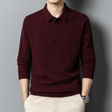 “Fall Casual Polo Collar Long Sleeved Sweater for Men – cozy men’s sweater with a polo collar, ideal for layering and autumn style – Hot Deal Warehouse menswear”
