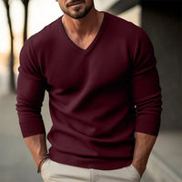 New Fall Winter Men’s Knitwear V-neck Slim Fit Thin Long Sleeve Sweater, Stylish and Comfortable for Casual or Semi-formal Wear
