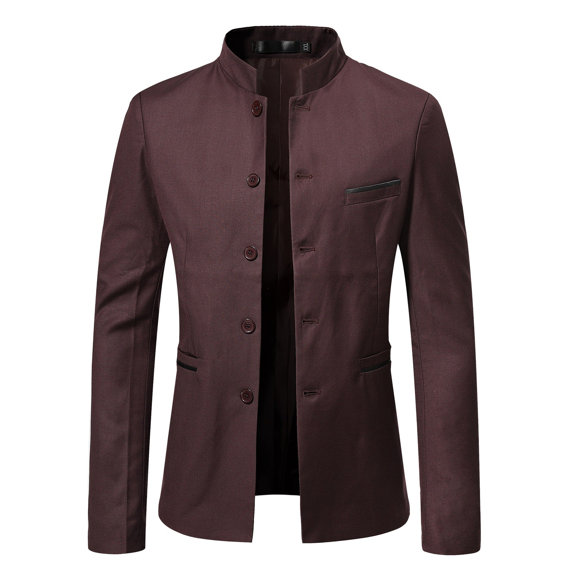 Men’s Stand Collar Suit Slim Jacket – Modern Tailored Fit for a Sharp & Sophisticated Look.