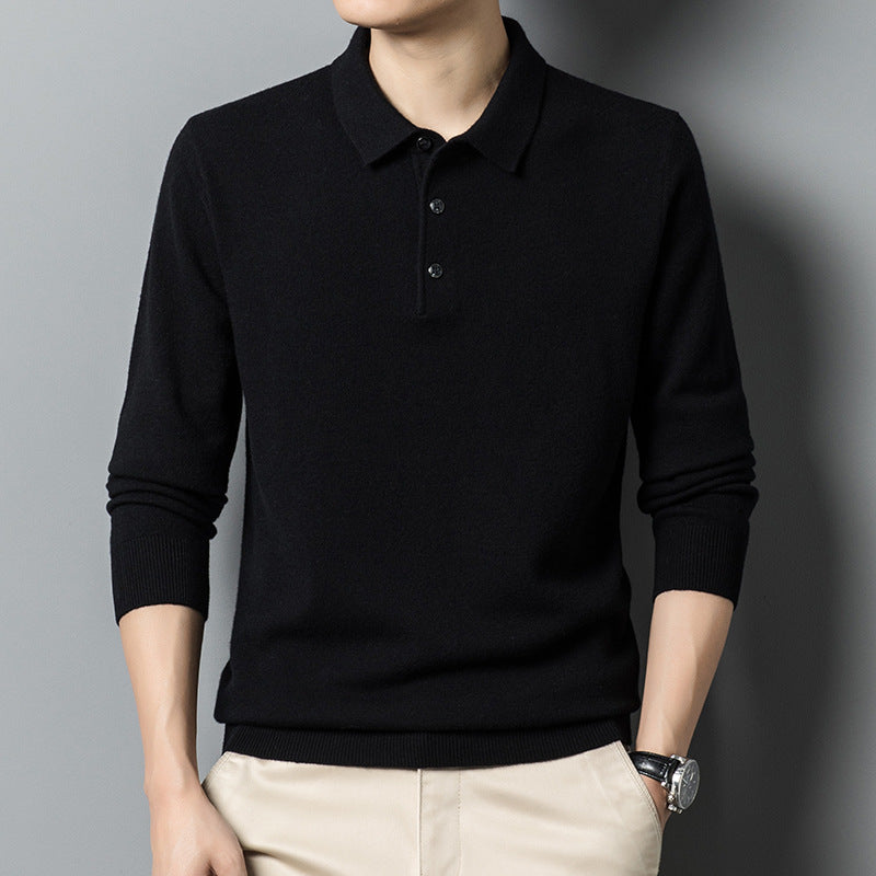 “Fall Casual Polo Collar Long Sleeved Sweater for Men – cozy men’s sweater with a polo collar, ideal for layering and autumn style – Hot Deal Warehouse menswear”
