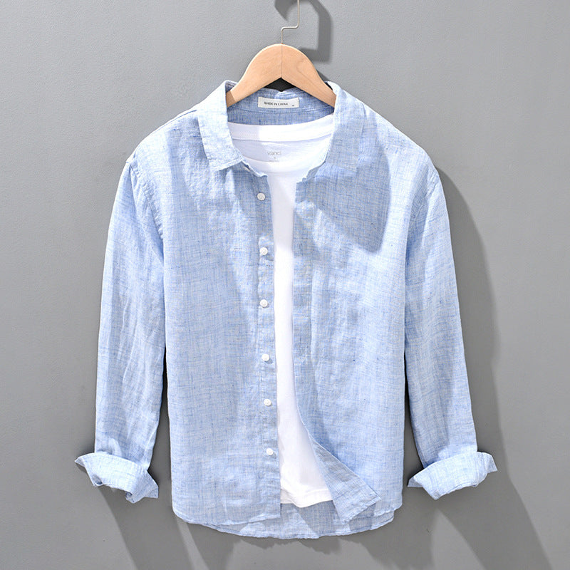 Linen Breathable Shirt for Men – Solid Color Loose Fit Hot Deal Warehouse