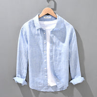 Linen Breathable Shirt for Men – Solid Color Loose Fit Hot Deal Warehouse