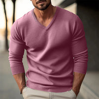 New Fall Winter Men’s Knitwear V-neck Slim Fit Thin Long Sleeve Sweater, Stylish and Comfortable for Casual or Semi-formal Wear