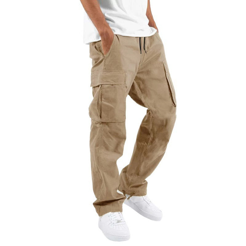 Durable and stylish multi-pocket casual trousers with a drawstring waistband, perfect for work, travel, and everyday use.