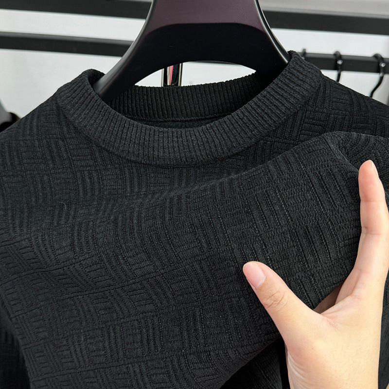 Warm Leisure Round Neck Fashion Men's Top, Comfortable and Stylish for Everyday Wear