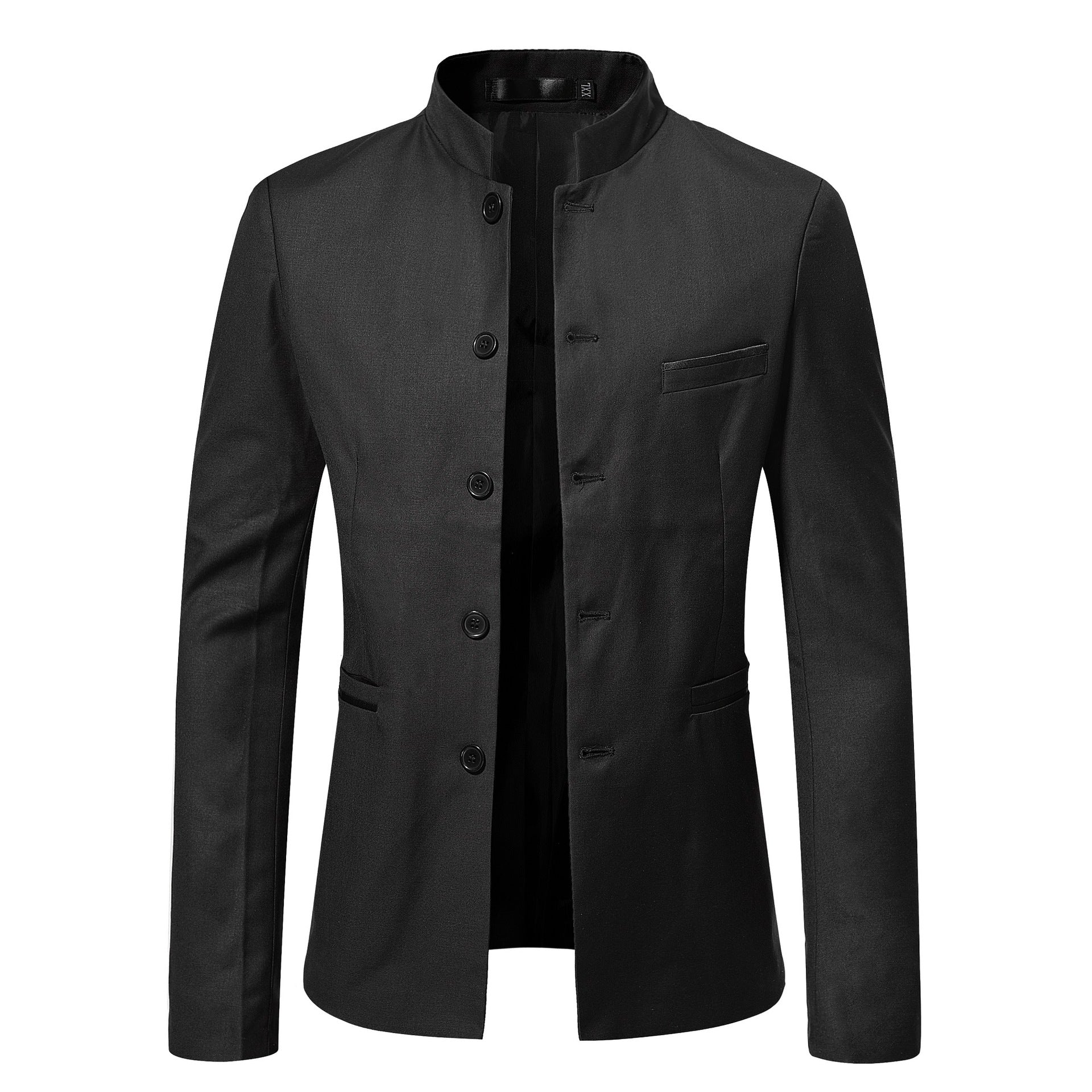 Men’s Stand Collar Suit Slim Jacket – Modern Tailored Fit for a Sharp & Sophisticated Look.