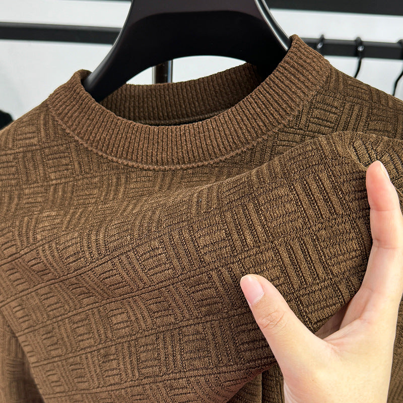 Warm Leisure Round Neck Fashion Men's Top, Comfortable and Stylish for Everyday Wear