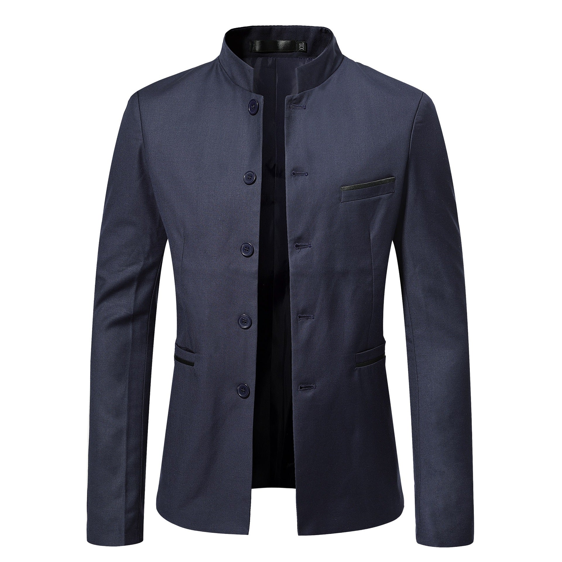 Men’s Stand Collar Suit Slim Jacket – Modern Tailored Fit for a Sharp & Sophisticated Look.
