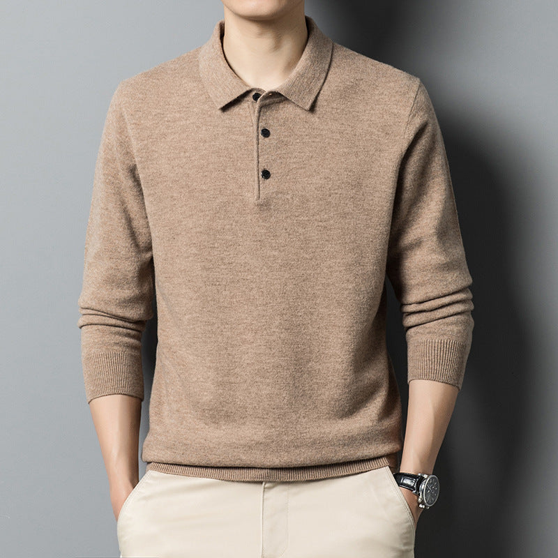 “Fall Casual Polo Collar Long Sleeved Sweater for Men – cozy men’s sweater with a polo collar, ideal for layering and autumn style – Hot Deal Warehouse menswear”

