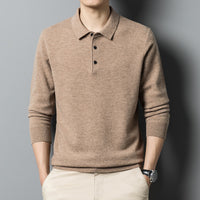 “Fall Casual Polo Collar Long Sleeved Sweater for Men – cozy men’s sweater with a polo collar, ideal for layering and autumn style – Hot Deal Warehouse menswear”
