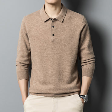 “Fall Casual Polo Collar Long Sleeved Sweater for Men – cozy men’s sweater with a polo collar, ideal for layering and autumn style – Hot Deal Warehouse menswear”
