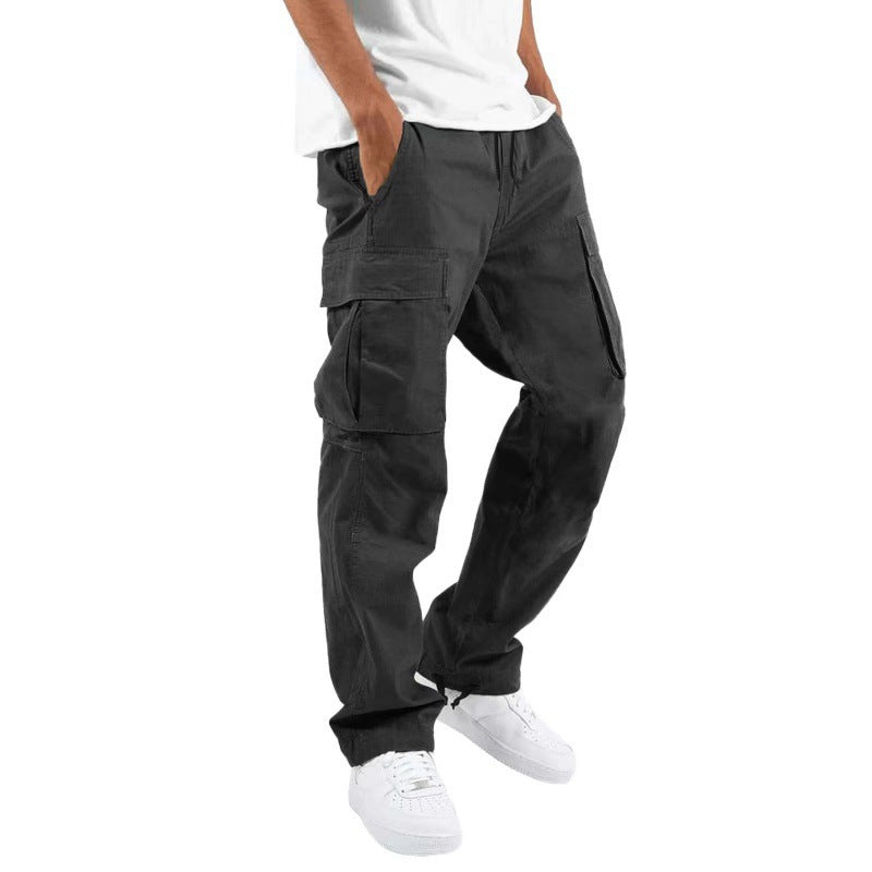 Durable and stylish multi-pocket casual trousers with a drawstring waistband, perfect for work, travel, and everyday use.